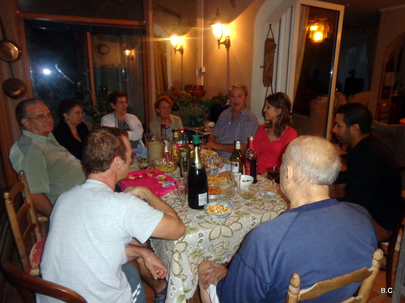 Apéro with friends and neighbors at Pierrot and Annie's place.