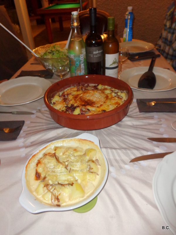 Delicious tartiflette, with and without bacon.  Thanks Micheline!