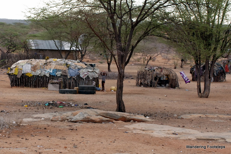 Samburu huts, or manyattas.
