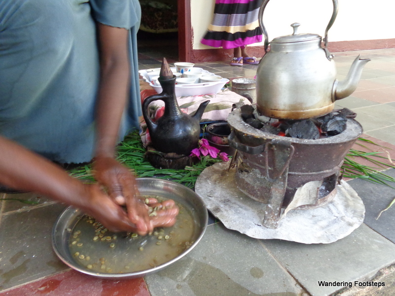 Washing the raw coffee beans several times is step one of the traditional Ethiopian coffee ceremony.