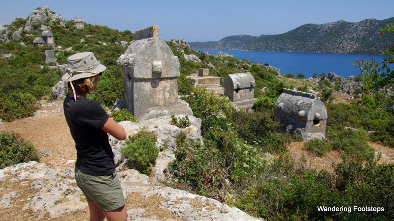 Admiring the Lycian tombs, and the view, near Kalekӧy.