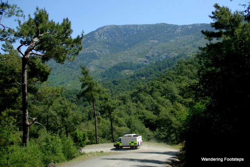 Following the Iveco on the mountain road to Fethiye.