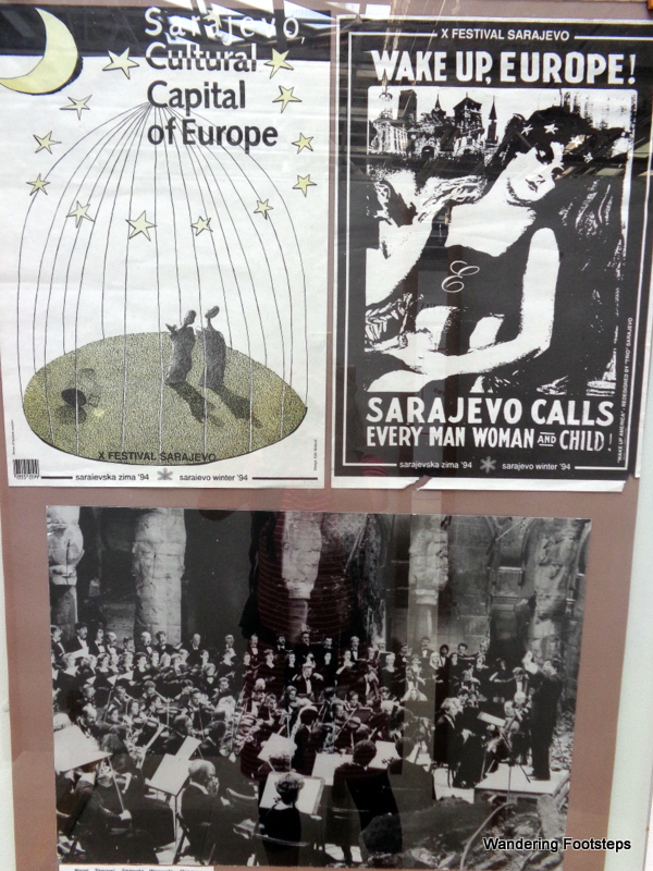 Old advertisements of festivals and concerts in Sarajevo during the siege.