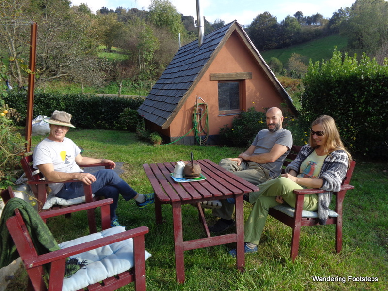 Having tea with Javi and Jasmine on their farm in the hills the day before we become pilgrims.