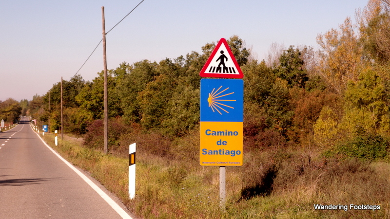 The first Camino sign I saw in Spain, driving along the road!