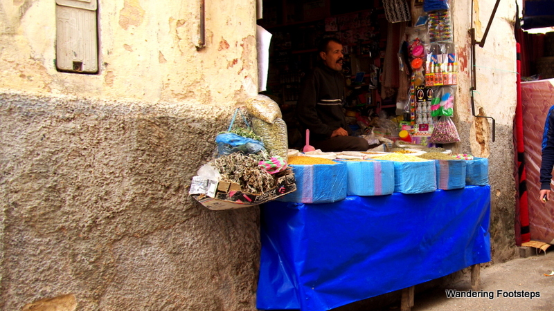 Dried goods for sale in El Jadida's souq.