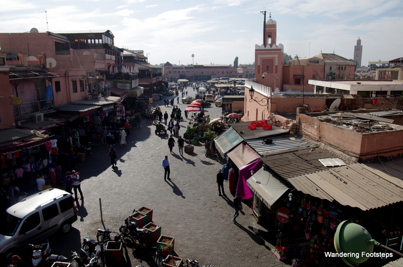 A bird’s eye view of the Djemaa el Fna, or central square, of Marrakech.