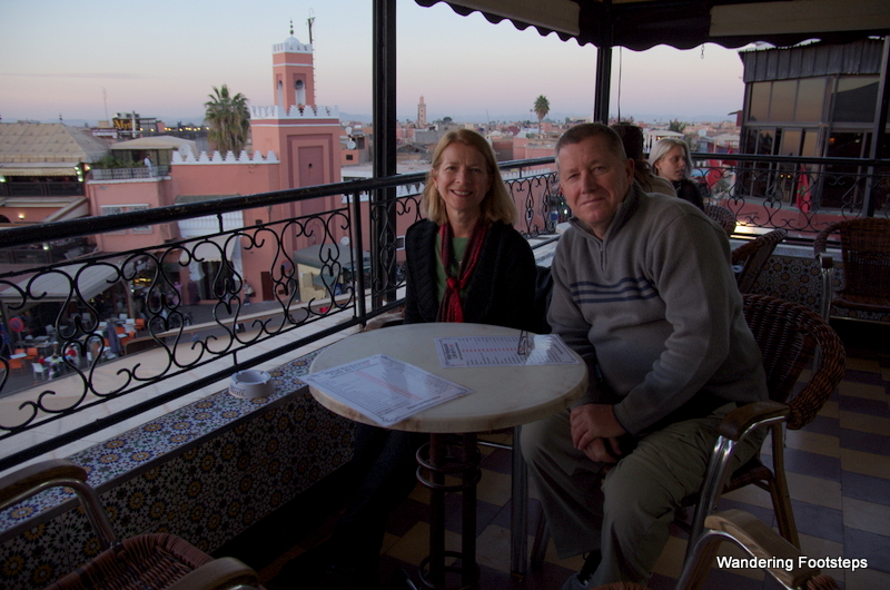 My parents and I engage in a wonderful discussion about Islam as we sit at a rooftop terrace over the Djemaa.