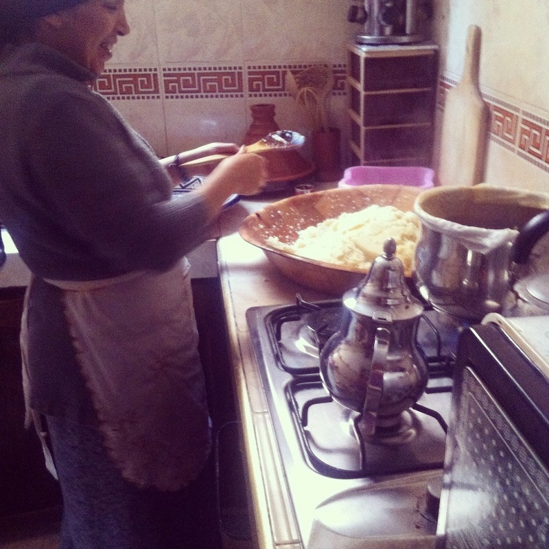 Hafida showing me how to make couscous.