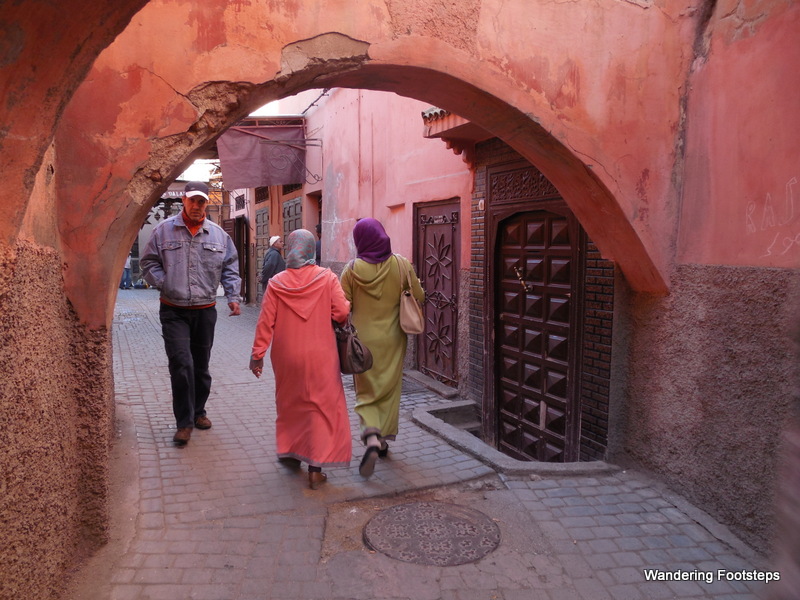 An alley arch between our riad at the souqs and square of Marrakech.