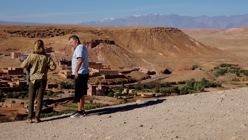 Discussing something or other about Morocco on the top of Ait Ben Haddou.