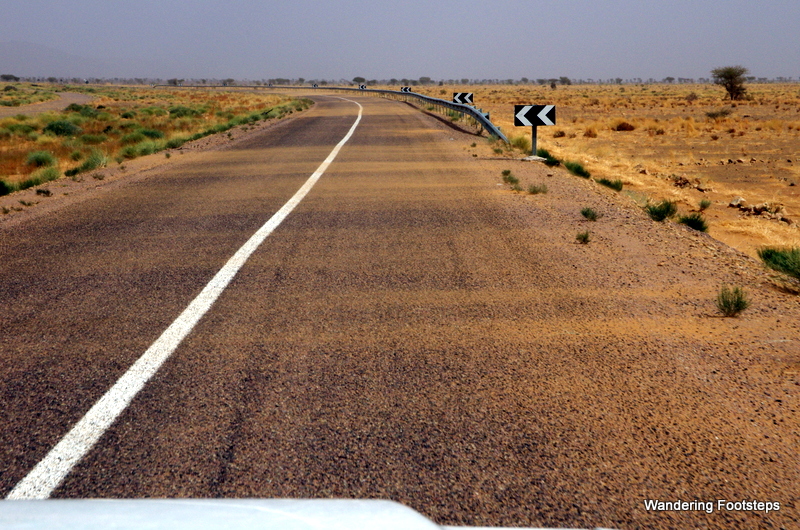 You can see the wind blowing dust from the Sahara onto the road!