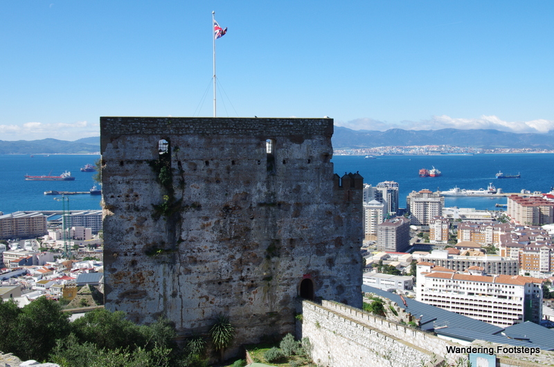 An old castle looking down on the Bay of Gibraltar.