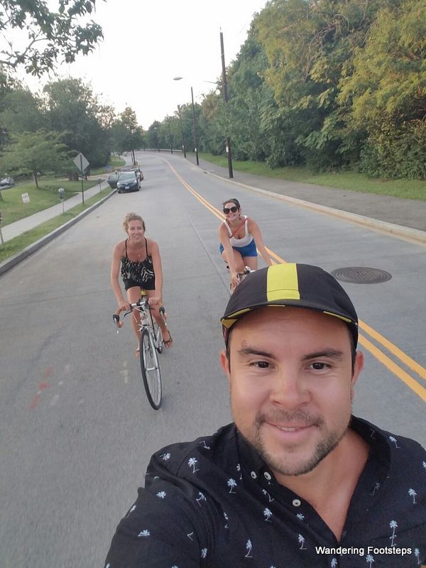 On the bicycles with Erin and Mauricio.