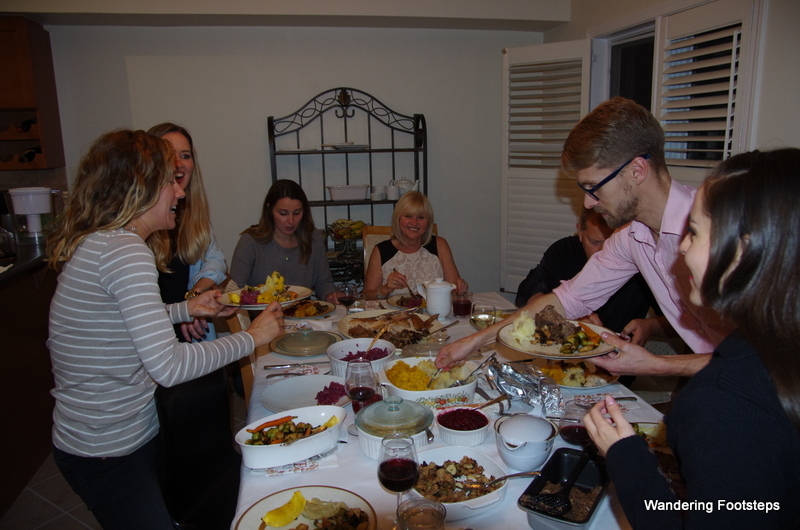 Thanksgiving dinner at the Sharples surrounded by family and friends.