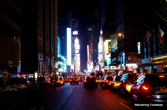 Times Square scintillates in the NYC night.