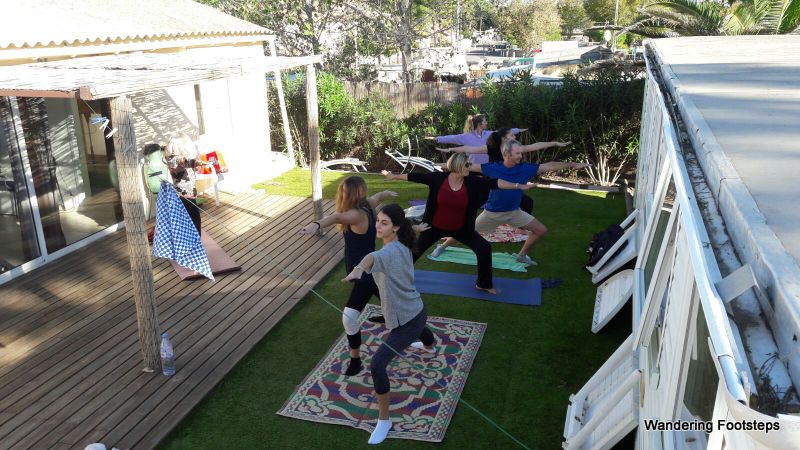 I organized a yoga class at our house for our family with my yoga teacher, Satya.