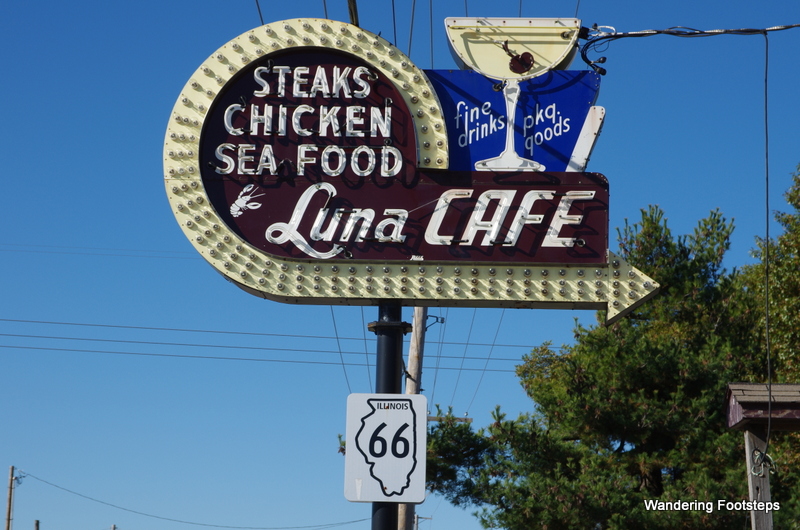 The restored neon sign at the Luna Cafe.