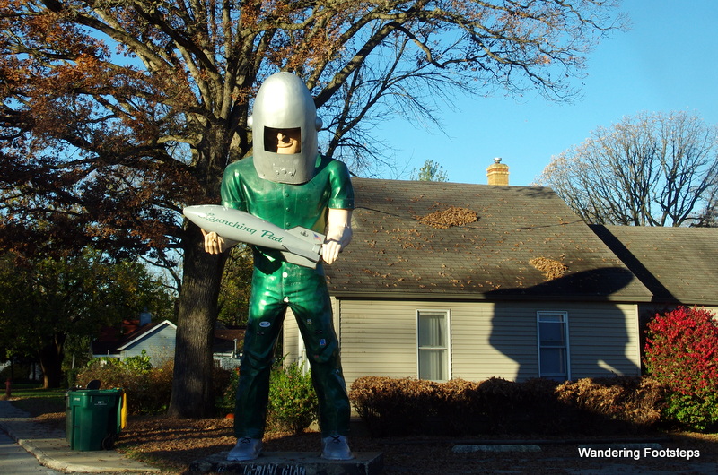 A series of giant Muffler Men along Route 66, each with a different costume.  This one's the astronaut called the Gemini Man.