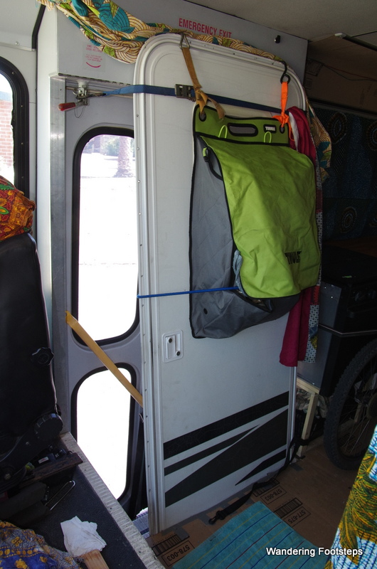 And the RV door fixed on the inside of our bus entrance, leaving us only about 20cm of space to get in and out.