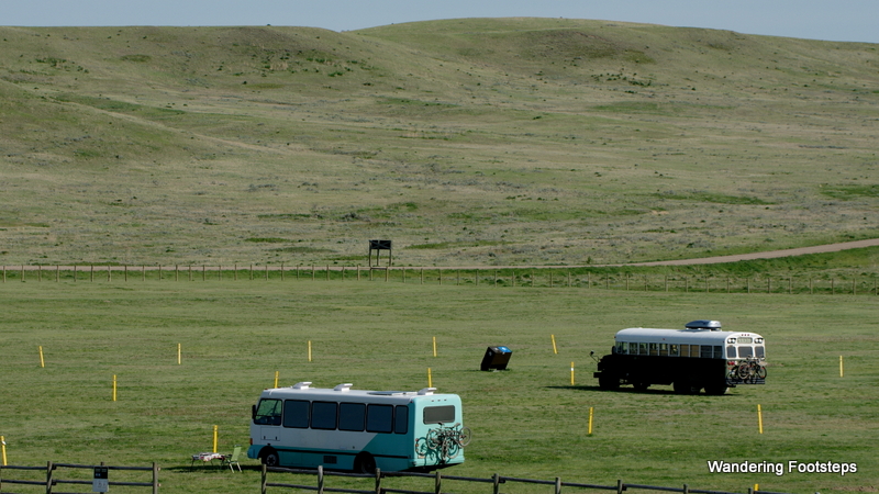 A first taste of Canada's Grasslands National Park - and our first campground shared with another bus conversion!