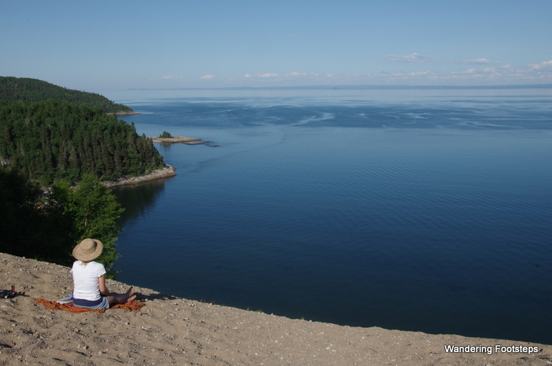 Me, loving life at the top of a sand dune overlooking the St. Lawrence River.