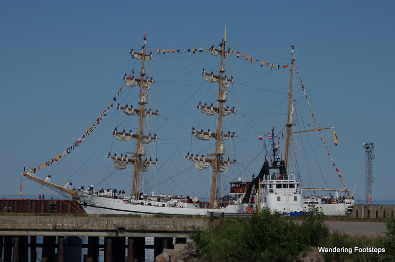 This one was at port and there were like 60 crew members, dressed alike, to put down the sails.  Very cool!