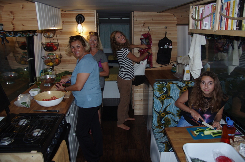 Prepping a picnic in the spacious kitchen of our giant bus!  (Couldn't have done this in Totoyaya, that's for sure!)
