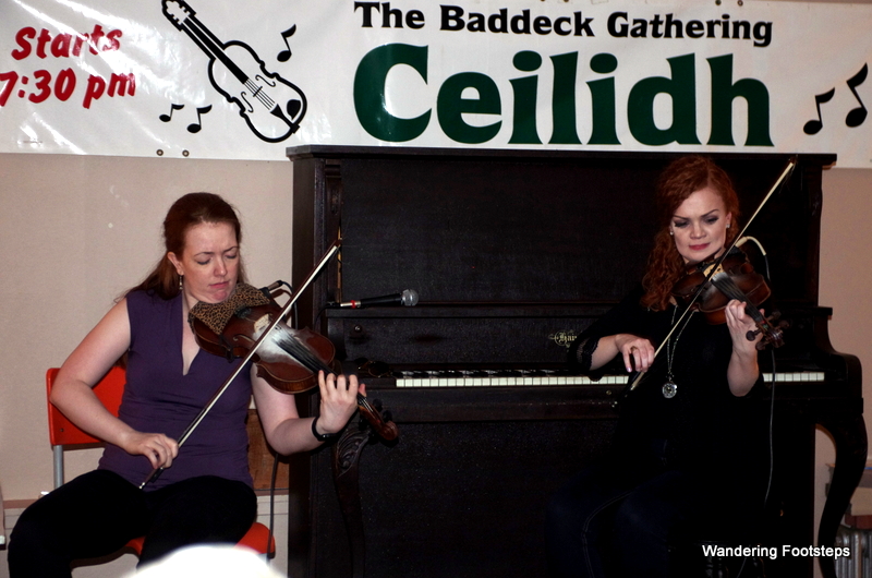 The two wonderfully-talented sisters performing traditional Scottish jigs at a ceilidh.
