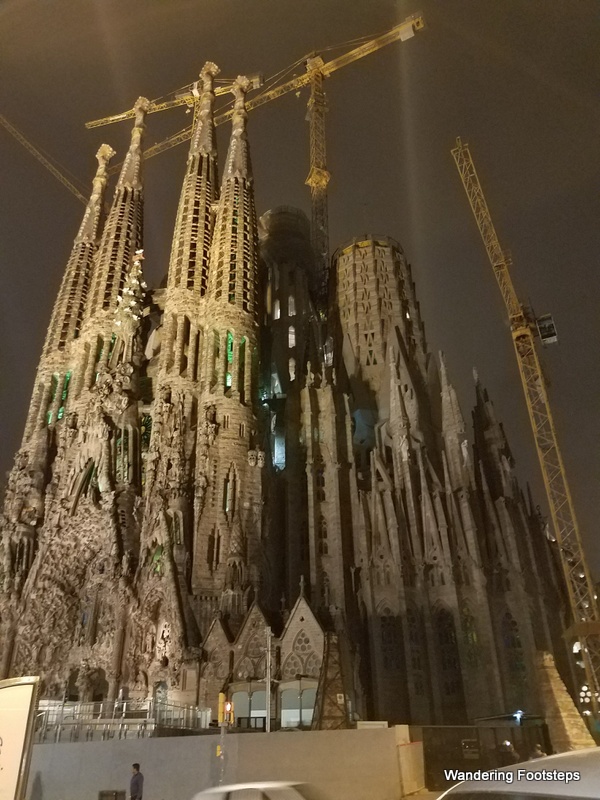Because our accommodations were just down the road, we got to see the Sagarada Familia in all different types of lighting!