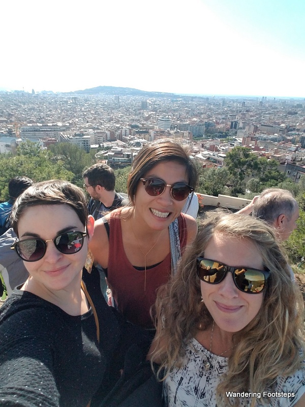 Admiring the panoramic of Barcelona from atop Parc Guëll.