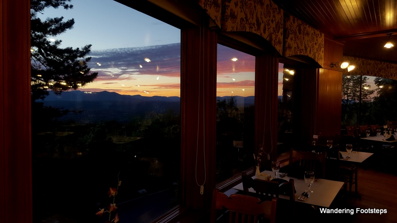 The dining room, with a view over the Catskill Mountains.