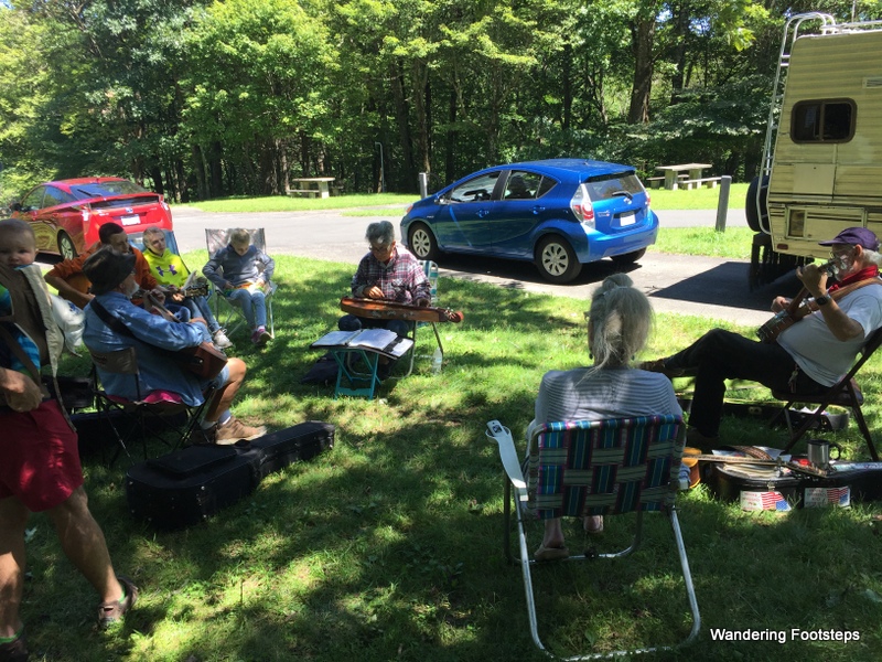 An impromptu mountain music jam session at our campground!
