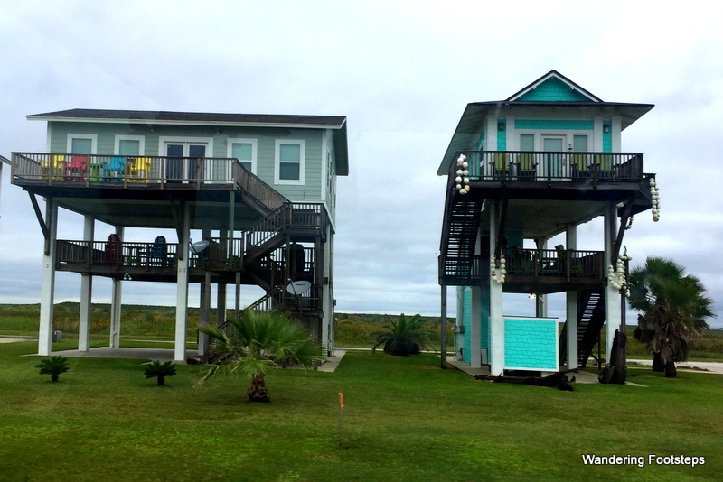 Houses on stilts all along the Gulf of Mexico.
