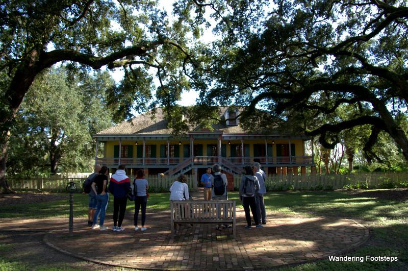 The main house of the Laura Plantation, with its beautiful live oak trees.