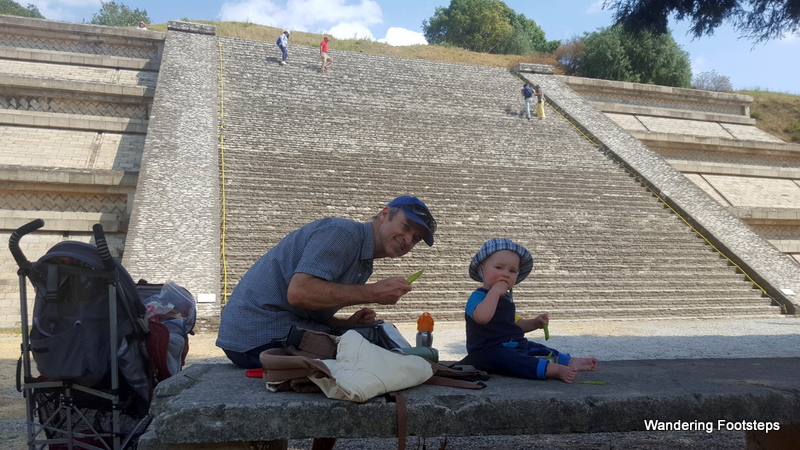 Snack time by the foot of the pyramid.