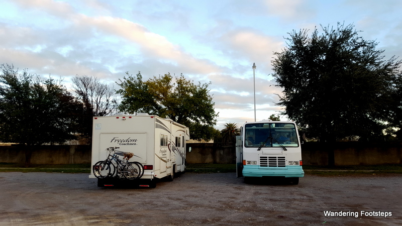 First night in Mexico, boondocking at a Pemex station.