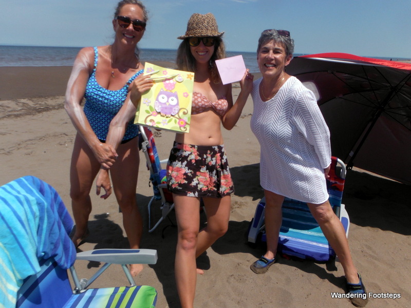 Birthday gifts on the beach!  Thanks, Christine and Matante!